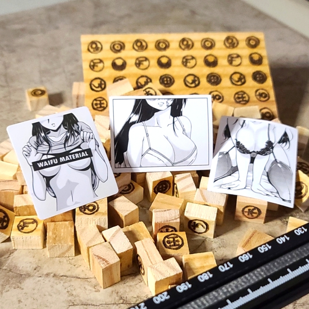 Waifu Anime Stickers B/W